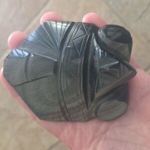 Black Aztec Carved Stone Sculpture